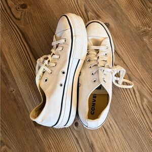 White Platform Low-Top Converses